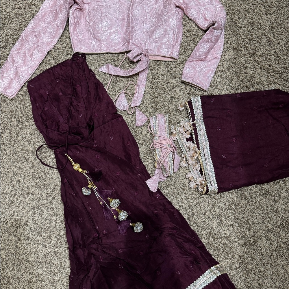 Garba Purple and Pink Lehenga Set